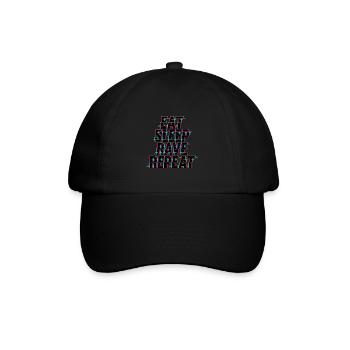 Eat Sleep Rave Repeat Techno - Baseballkappe - Schwarz/Schwarz - Vorne