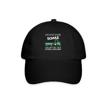 Schulkind Traktor Schulanfänger Geschenk - Baseballkappe - Schwarz/Schwarz - Vorne