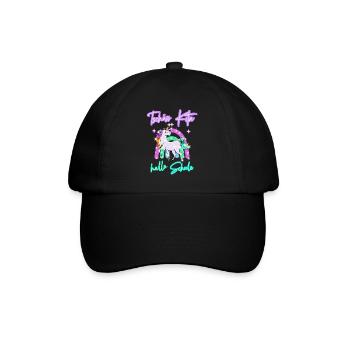 Tschüss Kita! hallo Schule Regenbogen Einhorn - Baseballkappe - Schwarz/Schwarz - Vorne