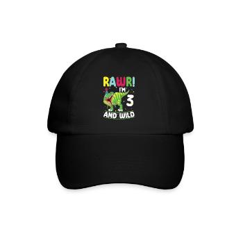 Dinosaure 3 ans 3ème fête d’anniversaire - Casquette classique - noir/noir - Devant