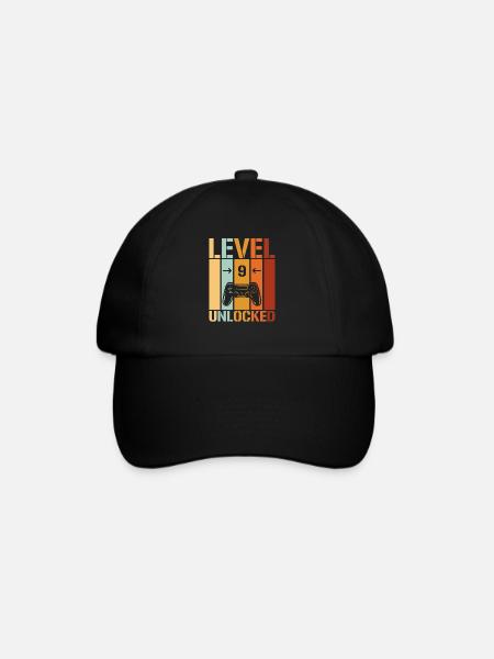 9. Geburtstag Level 9 unlocked - Baseballkappe - Schwarz/Schwarz