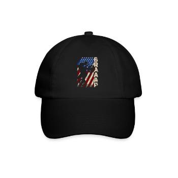 Braaap Vintage USA amerikanische Flagge Dirt Bike - Baseballkappe - Schwarz/Schwarz - Vorne