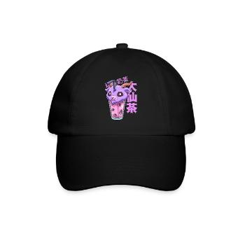 Bubble Tee Pastell Goth Baphomet - Kawaii Bubble - Baseballkappe - Schwarz/Schwarz - Vorne