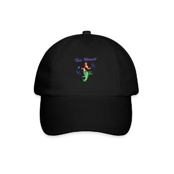 Meerjungfrauen Schwimmen Spruch Team Mermaid - Baseballkappe - Schwarz/Schwarz - Vorne