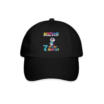 Kindergeburtstag Ich Bin Jetzt 7 Jahre - Baseballkappe - Schwarz/Schwarz - Vorne