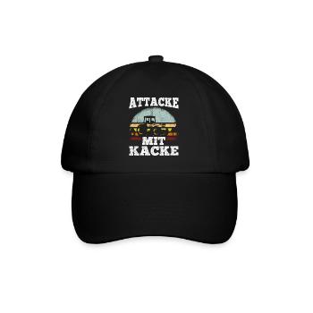 Attacke mit Kacke Traktor Bauer - Lustiger Spruch - Baseballkappe - Schwarz/Schwarz - Vorne