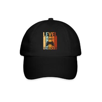 30. Geburtstag Level 30 unlocked - Baseballkappe - Schwarz/Schwarz - Vorne