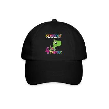 Anniversaire Dino Girl J'ai maintenant 4 ans - Casquette classique - noir/noir - Devant