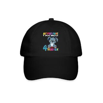 Koala Anniversaire J’ai maintenant 4 ans - Casquette classique - noir/noir - Devant