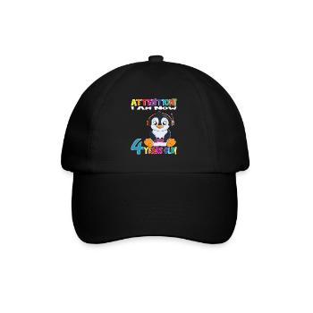 Penguin Anniversaire J’ai maintenant 4 ans - Casquette classique - noir/noir - Devant