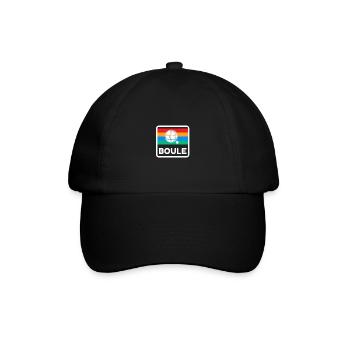 Boule Retro Design 80s 70s Vintage Boccia Spieler - Baseballkappe - Schwarz/Schwarz - Vorne