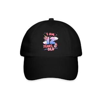 Ich Bin 12 Jahre Alt | Einhorn-thema | 12. - Baseballkappe - Schwarz/Schwarz - Vorne