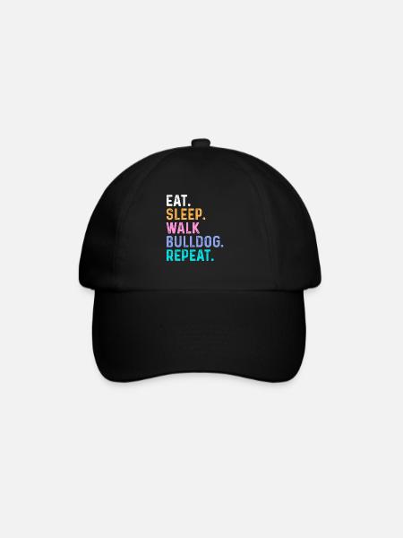 Eat Sleep Walk Bulldog Repeat - Baseball Cap - black/black