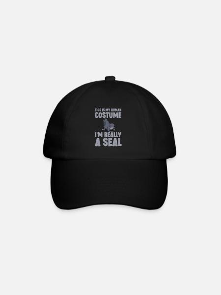 This Is My Human Costume, I'm Really A Seal - Baseballkappe - Schwarz/Schwarz