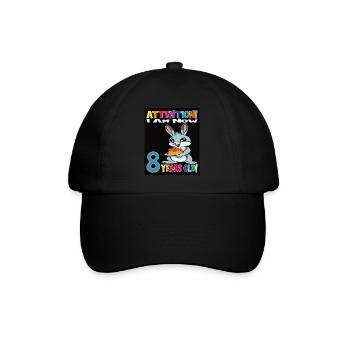 Rabbit Birthday I Am Now 8 Years Old - Baseball Cap - black/black - Front