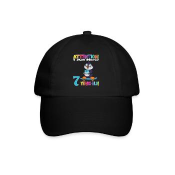 Penguin Birthday I Am Now 7 Years Old - Baseball Cap - black/black - Front