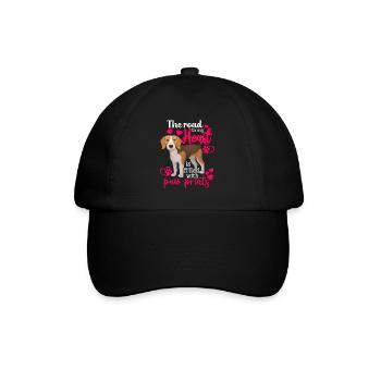 Beagle Road To My Heart Lustige Hundehalter - Baseballkappe - Schwarz/Schwarz - Vorne