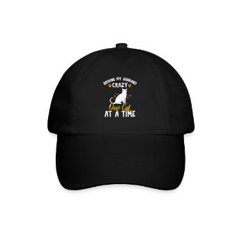 Driving My Husband Crazy One Cat At A Time Cat Mom - Baseballkappe - Schwarz/Schwarz - Vorne