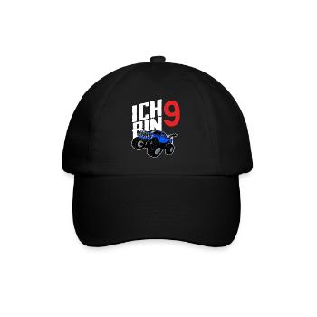 Monstertruck 9. Geburtstag Jungs Geschenk - Baseballkappe - Schwarz/Schwarz - Vorne
