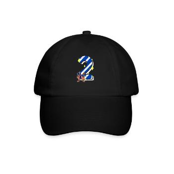 2 Jahre alter Dino American Football 2. B-day Dab - Baseballkappe - Schwarz/Schwarz - Vorne
