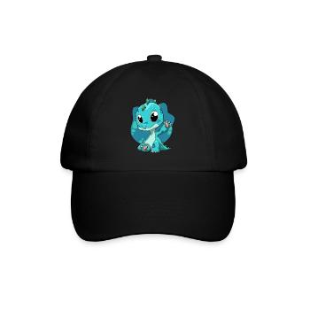 Niedlicher Dino Dinosaurier Kinder - Baseballkappe - Schwarz/Schwarz - Vorne