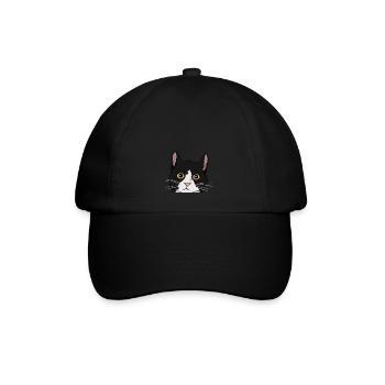 Peeking tuxedo cat Lady Geschenkkatze Mutter Tuxed - Baseballkappe - Schwarz/Schwarz - Vorne