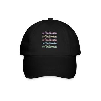 Proud softball cousin softball player cousin - Baseball Cap - black/black - Front