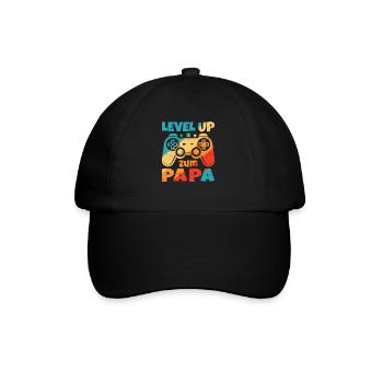 Level Up zum Papa Schwanger Geburt Gamer - Baseballkappe - Schwarz/Schwarz - Vorne
