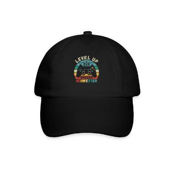 Level Up zur Großen Schwester Geburt Schwanger - Baseballkappe - Schwarz/Schwarz - Vorne