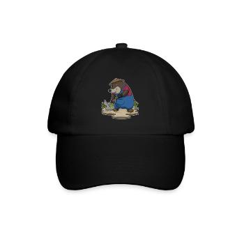 Maulwurf Landwirt Spitzhacke Bauernhof - Baseballkappe - Schwarz/Schwarz - Vorne