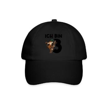 3.Geburtstag Affe 3 Jahre alt Geschenk - Baseballkappe - Schwarz/Schwarz - Vorne