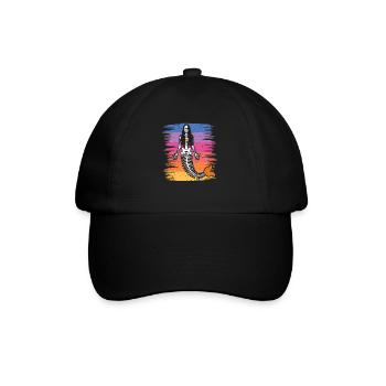 Mermaid Skeleton Halloween Funny Spooky - Baseball Cap - black/black - Front