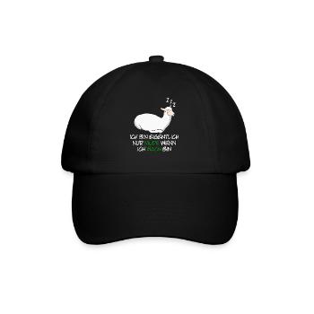 Alpaka Schlafshirt Müde Alpakas - Baseballkappe - Schwarz/Schwarz - Vorne