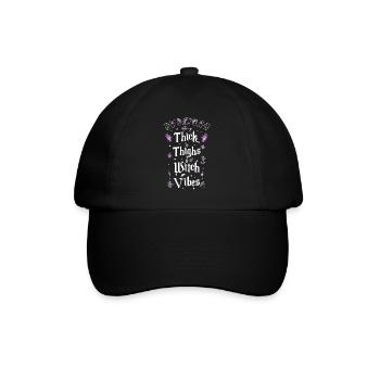 Thick Thighs Witch Vibes Halloween Kostüm Hexe - Baseballkappe - Schwarz/Schwarz - Vorne