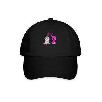 Kindergeburtstag 2 Jahre Mädchen Name Ella - Baseballkappe - Schwarz/Schwarz - Vorne