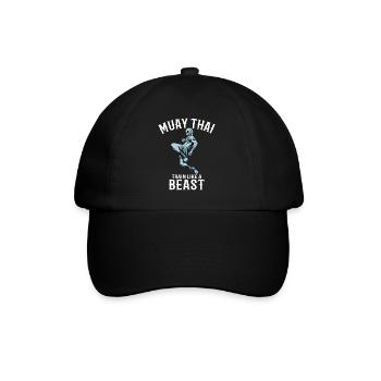 Trainieren wie eine Bestie - Muay Thai und Thai - Baseballkappe - Schwarz/Schwarz - Vorne