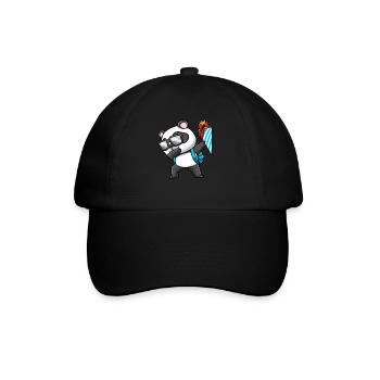 Schulkind Einschulung Panda - Baseballkappe - Schwarz/Schwarz - Vorne