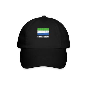Sierra Leone Flagge Grunge Sierra Leone Fahne - Baseballkappe - Schwarz/Schwarz - Vorne