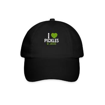 Ich liebe Gurken Jesus Lustige Gurke Liebhaber Zitat Spaß - Baseballkappe - Schwarz/Schwarz - Vorne