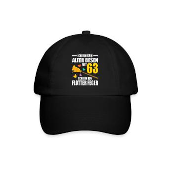 Alter Besen Junger Feger 63 Jahre 63. Geburtstag - Baseballkappe - Schwarz/Schwarz - Vorne