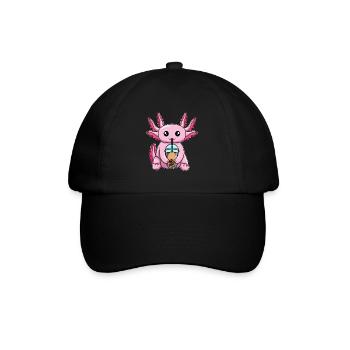 Axolotl drinks bubble tea - Baseball Cap - black/black - Front