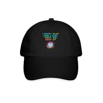 Ich Weiß, Ich Spiele Wie Ein Mädchen Farbenfrohen - Baseballkappe - Schwarz/Schwarz - Vorne