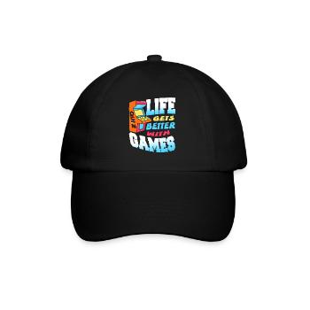 Life Gets Better With Games Retro Quiz Gamer - Baseball Cap - black/black - Front