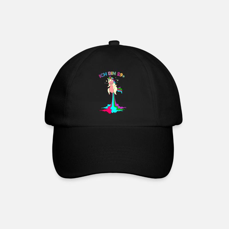 ich bin 29 plus pupsender Einhorn 30. Geburtstag - Baseballkappe - Schwarz/Schwarz