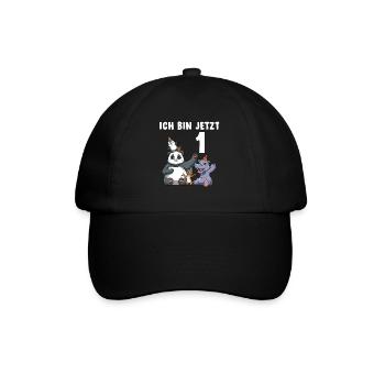 1 Geburtstag Shirt Tiere - 1 Jahr Geschenk Junge - Baseballkappe - Schwarz/Schwarz - Vorne