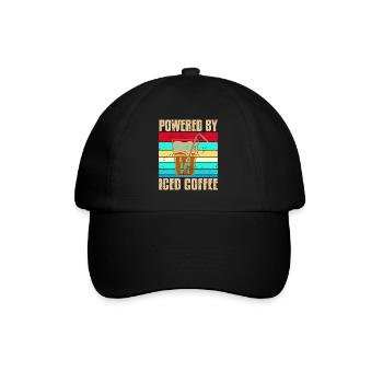 Retro Vintage Powered By Iced Coffee Cool Tee - Baseballkappe - Schwarz/Schwarz - Vorne