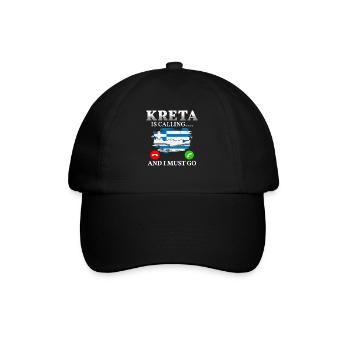 Kreta ruft ich muss los Griechenland Urlaub - Baseballkappe - Schwarz/Schwarz - Vorne