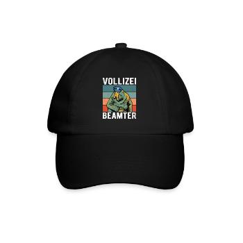 Vollizei Beamter Vatertag Bier Party Saufen Shirt - Baseballkappe - Schwarz/Schwarz - Vorne