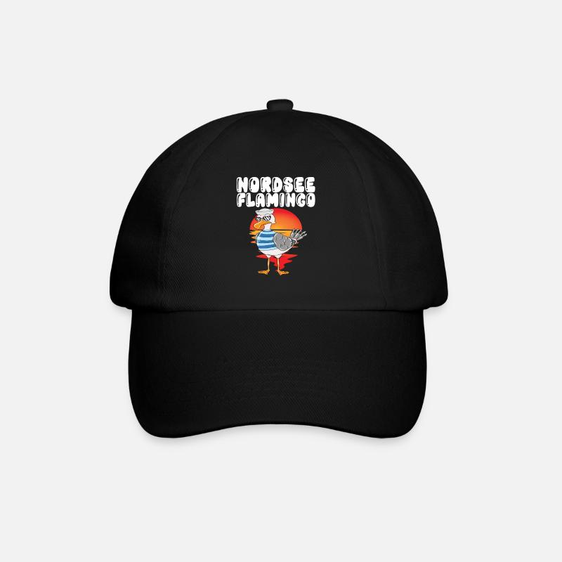 Norddeutsche Sprüche Möwe Nordsee Flamingo Möwe - Baseballkappe - Schwarz/Schwarz
