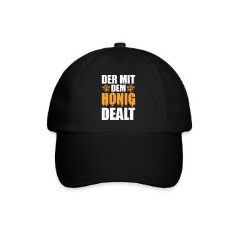 Der mit dem Honig dealt Lustiges Imker - Baseballkappe - Schwarz/Schwarz - Vorne